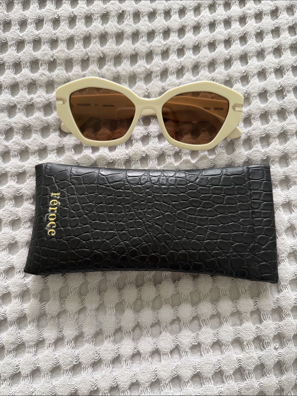 Crème Devon Polarized Sunglasses with Brown Lenses by Feroce